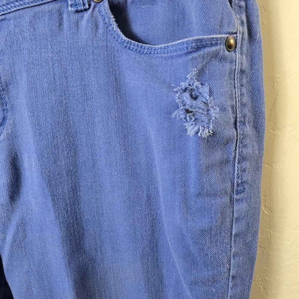Y2K Distressed Straight Leg Jeans Size 12 Grunge Indie Blue Denim Lowkey Alt - Picture 5 of 13